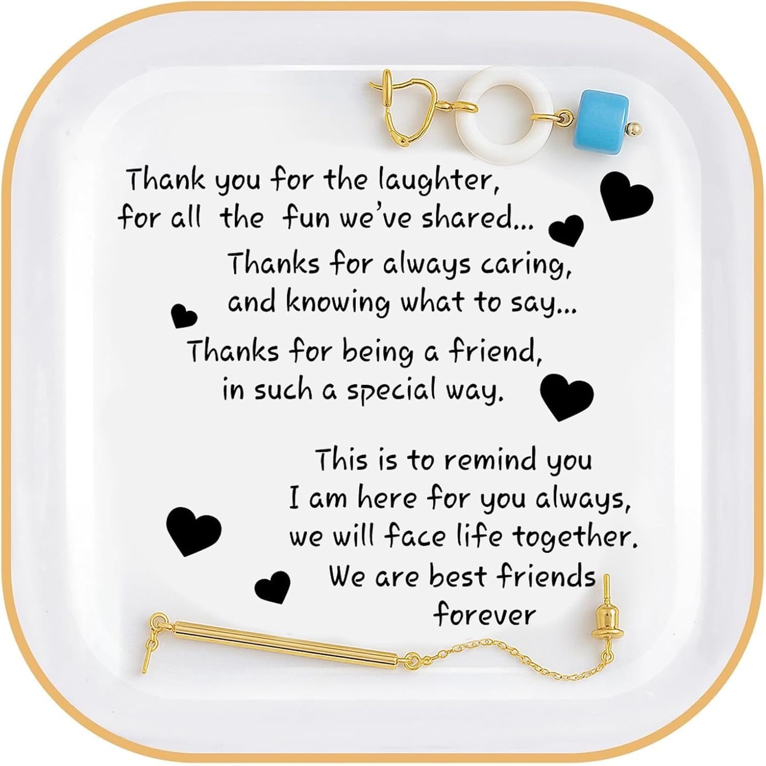 Best Friend Thank You Trinket Dish, Best Friend Christmas Birthday Gifts for Her Women - Friendship Gift for Friends Female, Bestie, BBF, Soul Sister, Leaving Gifts for Colleagues Women