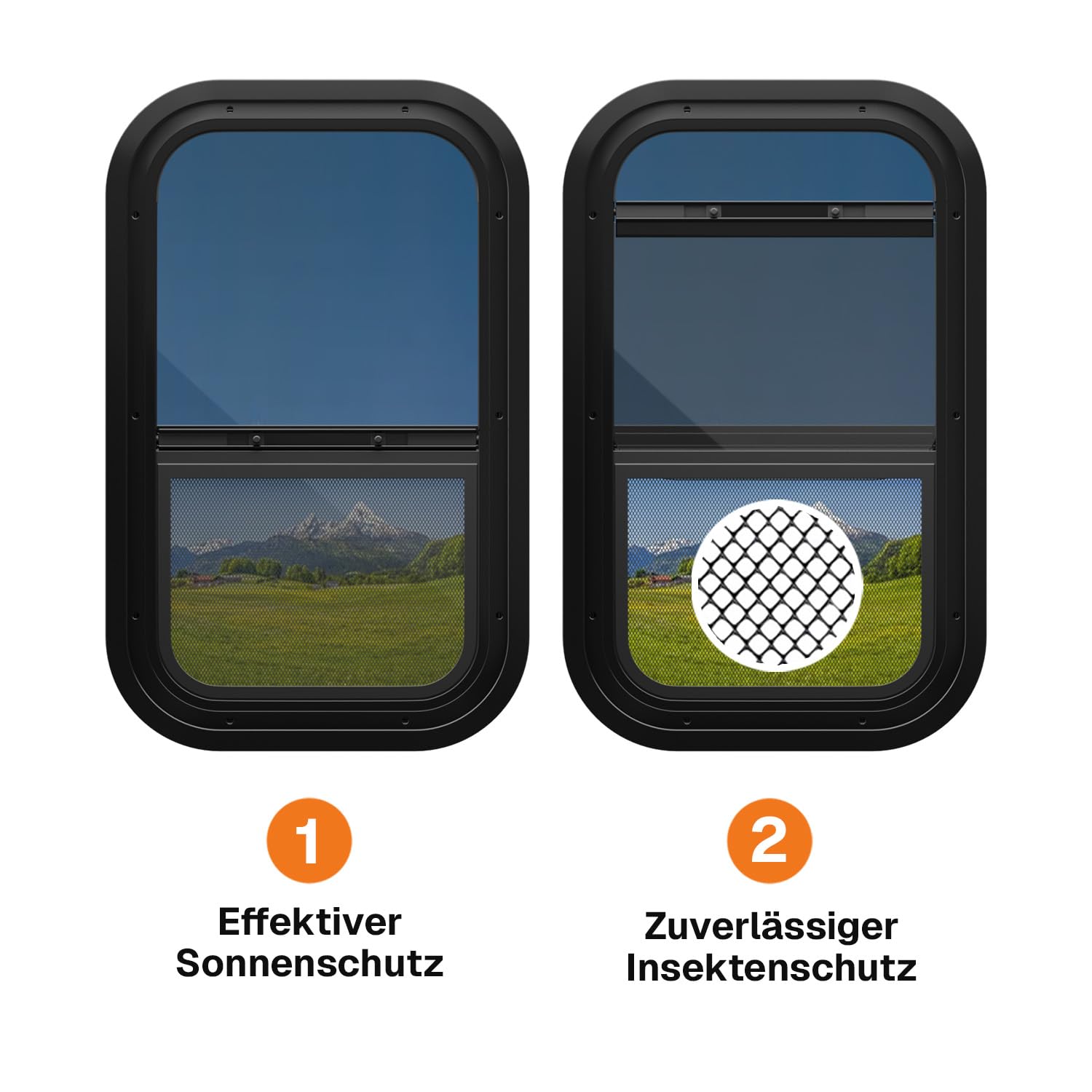 Wohnwagen Fenster 50x30 cm, E4, Schiebefenster für Wohnmobil und Caravan mit festem Insektenschutz, getöntem Sicherheitsglas, UV-beständig, Seitenfenster für Camper mit Aluminiumrahmen