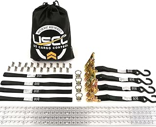 US Cargo Control 8 Foot Motorcycle Tie Down System with Aluminum L-Track, Complete Truck & Trailer Tie Down System for Mot...