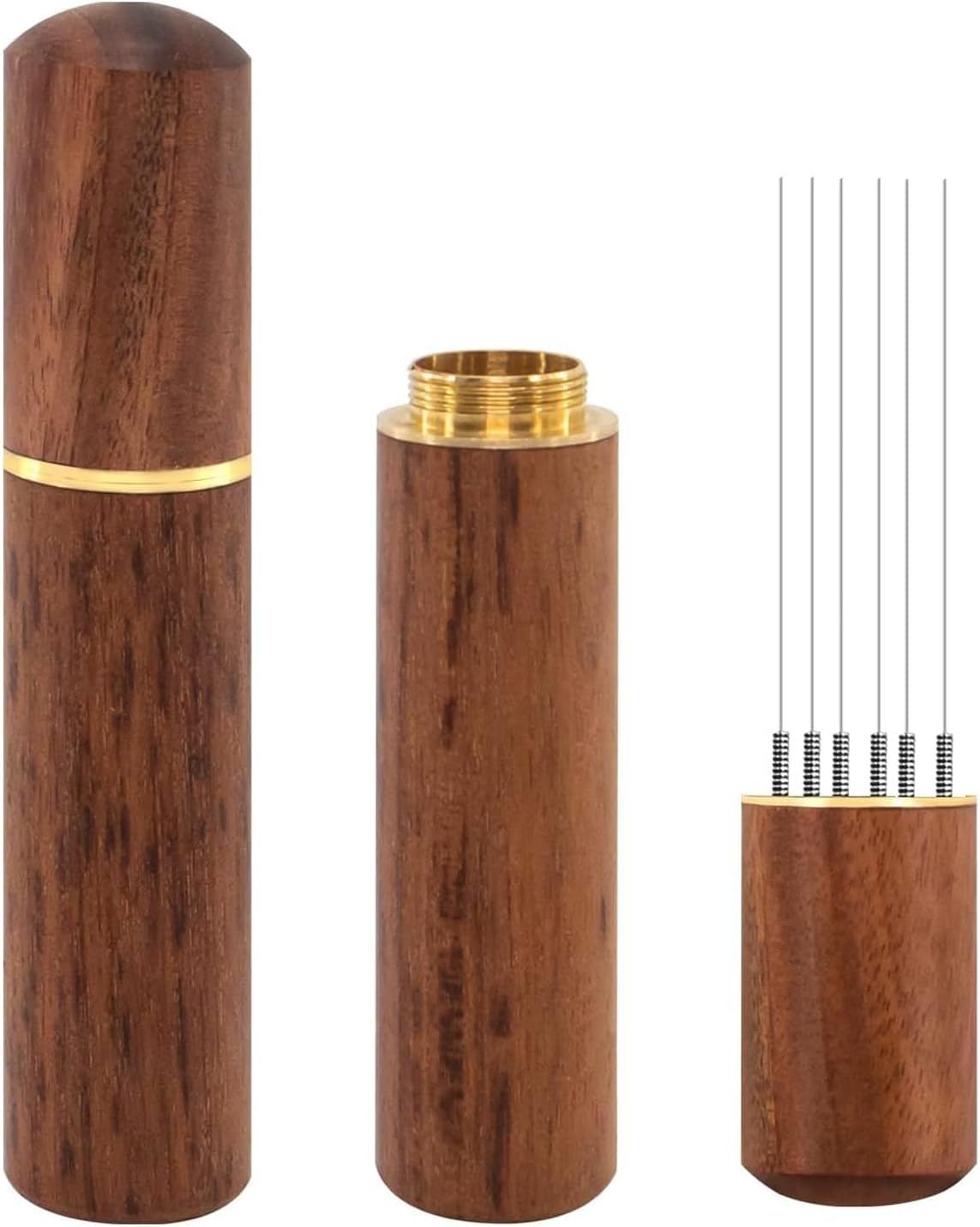 Espresso Distribution Tool, Espresso Stirrer Tool with Natural Wood Handle and Base, 6 Needles Espresso Coffee Stirrers Espresso Needle Distributor for Home Kitchen