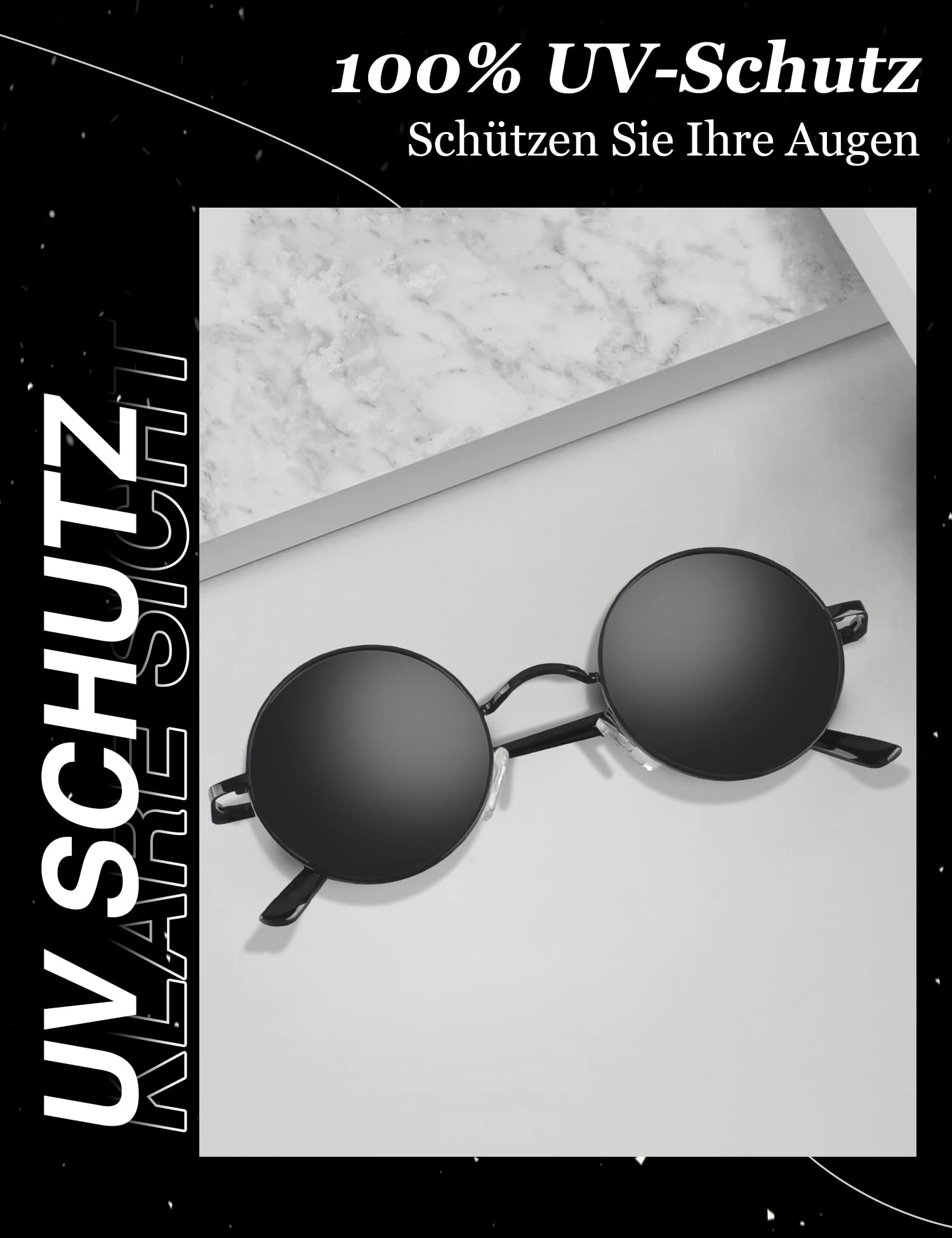 ANYLUV Sonnenbrille Herren Polarisiert, Runde Sonnenbrille Herren Damen Klassische mit UV-Schutz