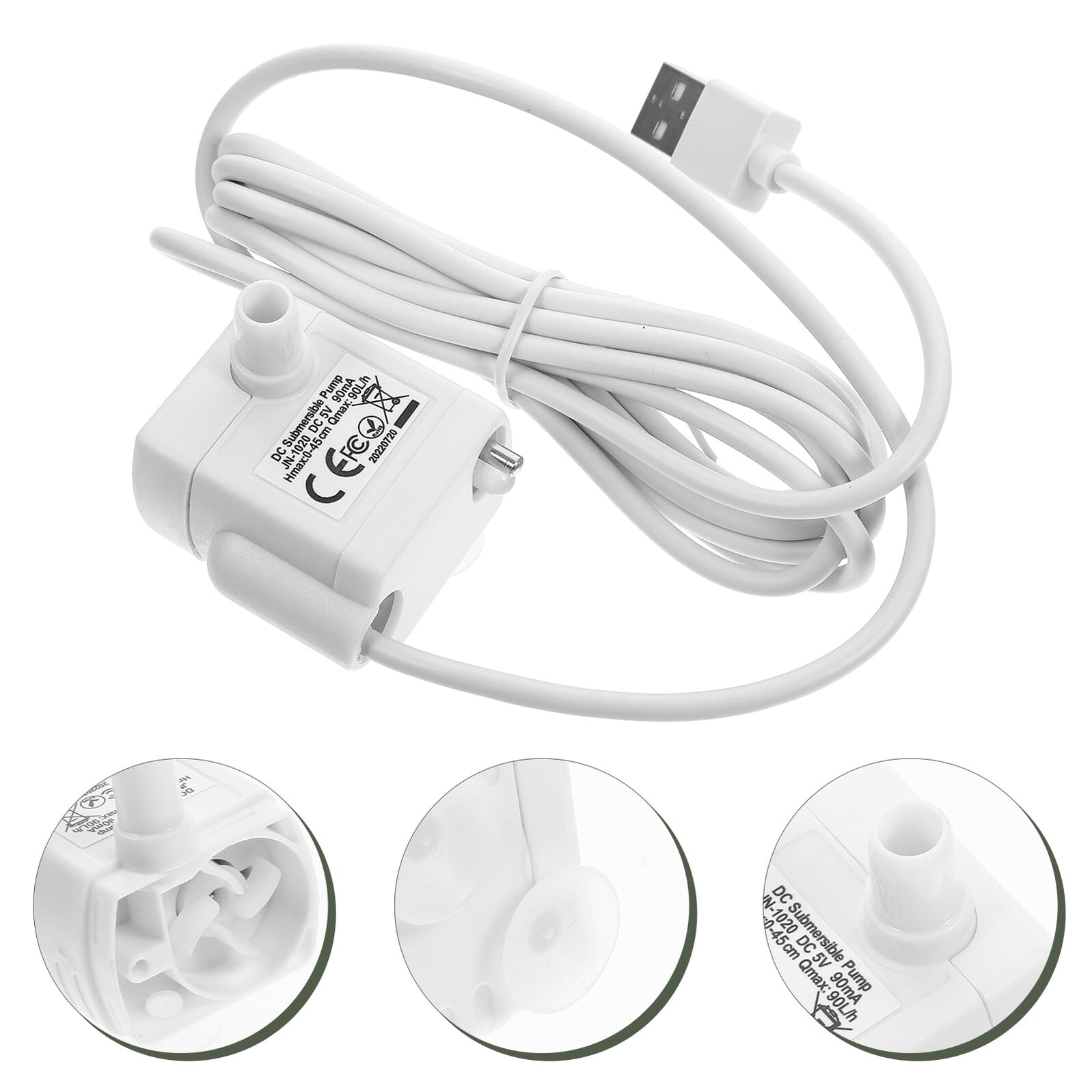 Bomba de Agua para Fuente de Mascotas Pequeña y Sumergible, Bomba de Repuesto 5v 1a Luz LED y Función Anti-Secado, y Silenciosa para Bebedero de Gatos y Perros