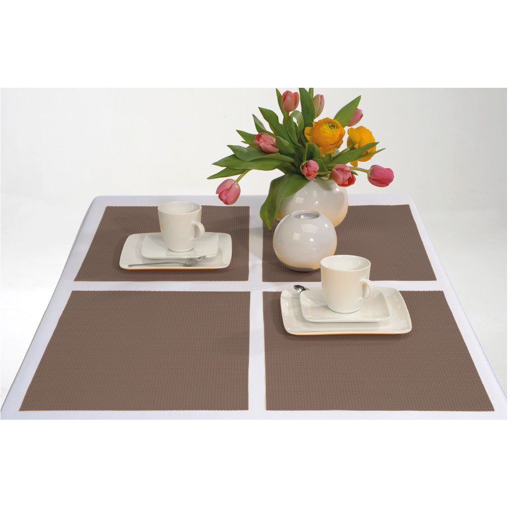 Set Di 6 Tovagliette Americane Panama In Cotone 100%, Colore Grigio, Formato 45x45 Cm, Per La Tavola Di Tutti I Giorni