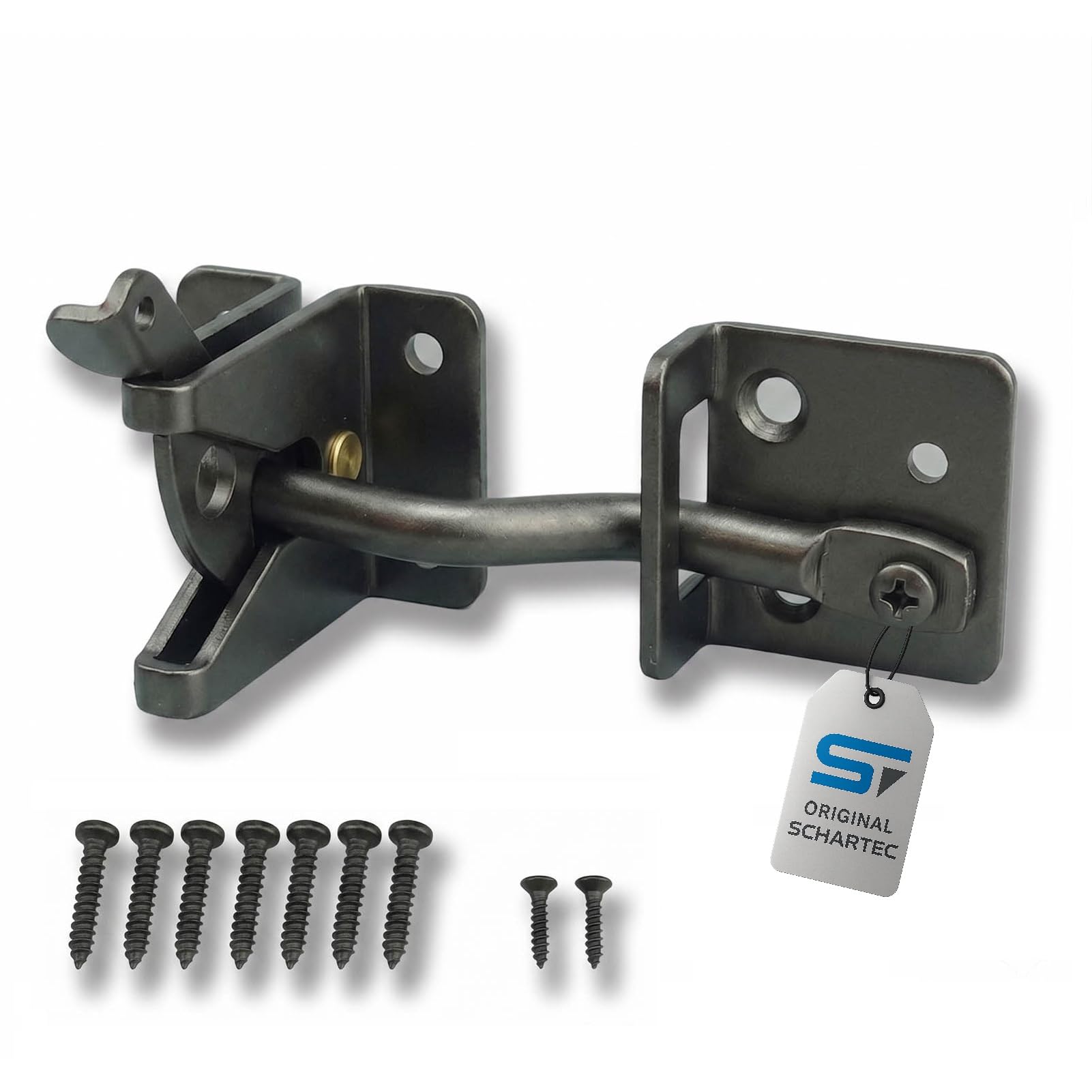 SCHARTEC® Garden Gate Latch Black Outdoor Self-Locking Gate Lock Galvanised Gate Lock Garden Gate Latch Gate Latch Fitting
