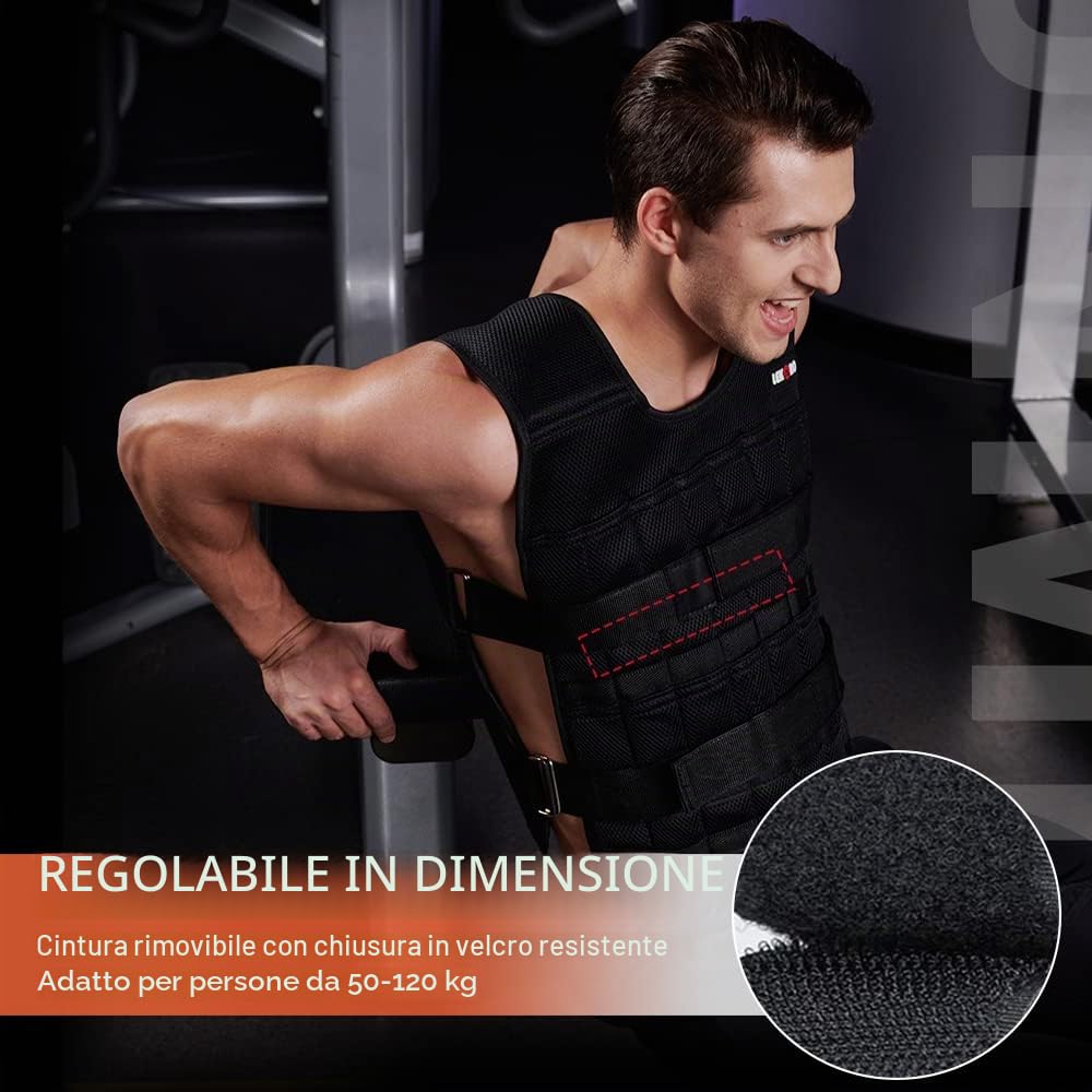 Set di Gilet Pesi Regolabili Con Pesi per Braccia e Gambe - Allenamento di Forza, Giacca e Caviglie in Nylon (Inclusi 96-100 Piastre in Acciaio)
