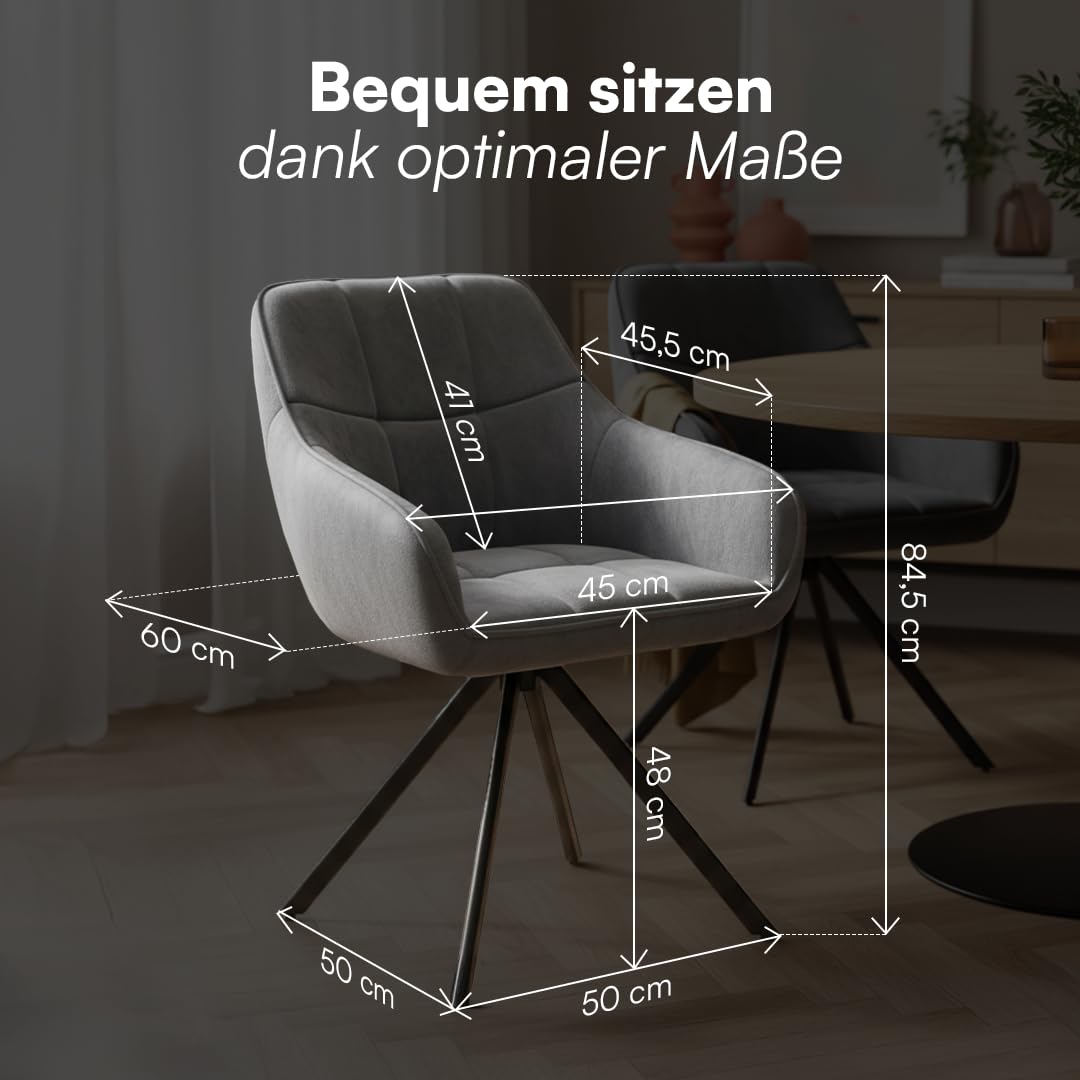 skølm Sköll Esszimmerstühle 6er Set, Dunkelgrau, Samt, drehbar, bis 150 kg