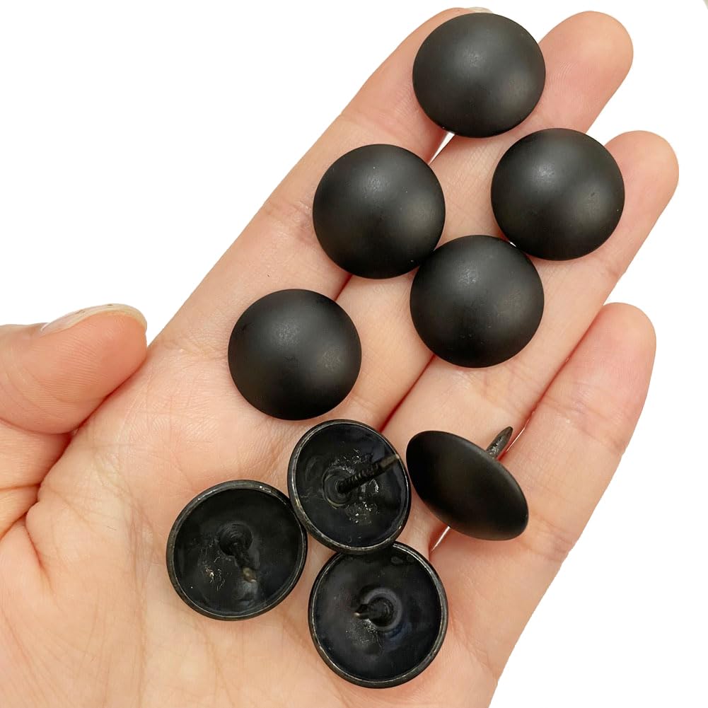 Let's Decorate 100PCS D19mm/0.75" Matt Black Upholstery Tacks, Decorative Tacks for Sofa Couch Furniture Metal Thumb Tacks - Image 3