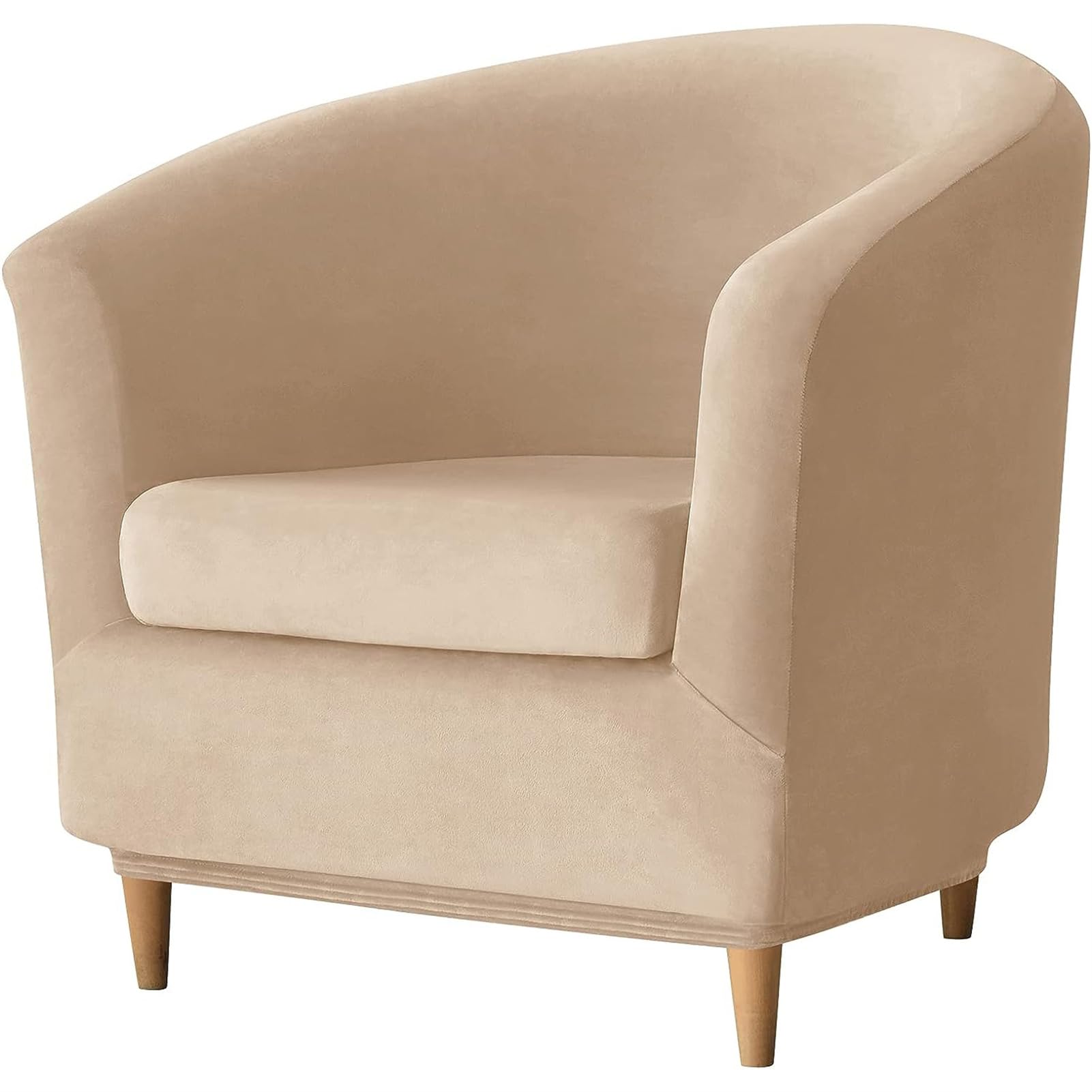 XHDZSW Velvet Tub Chair Covers for Armchairs, Stretch Club Chair Slipcover, Armchair Slipcovers, Sofa Covers, Furniture Protector Sofa Covers (Beige Gray,2-Piece)