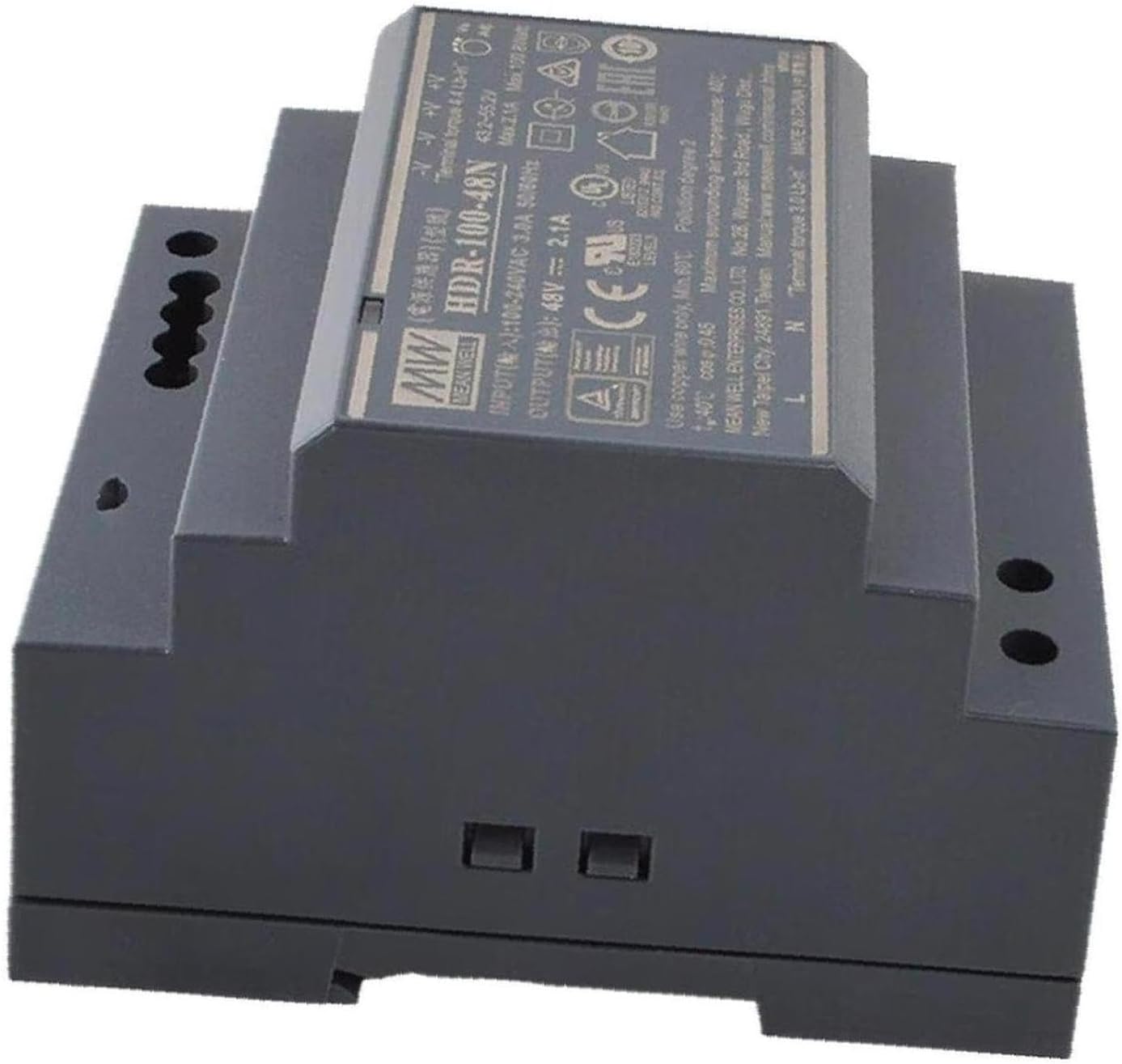 MW Plastic Case HDR-100W-12/15/24/48N Step Shape Class II Ultra Slim Step Shape DIN Rail AC-DC Single Output Power Supply (HDR-100-48N)