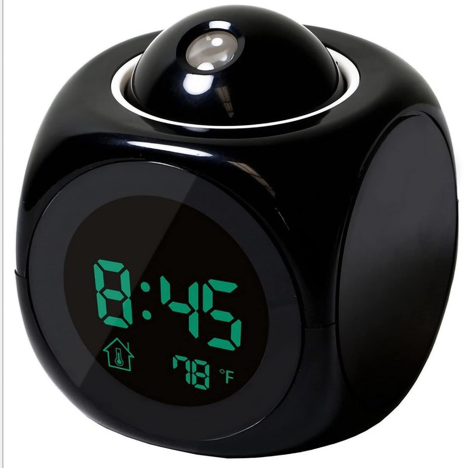 Projector Table Clock, Multifunction Projector Table Clock Reusable Plastic USB Charging Led Voice Function Projection Alarm Clock for Bedroom(Black)