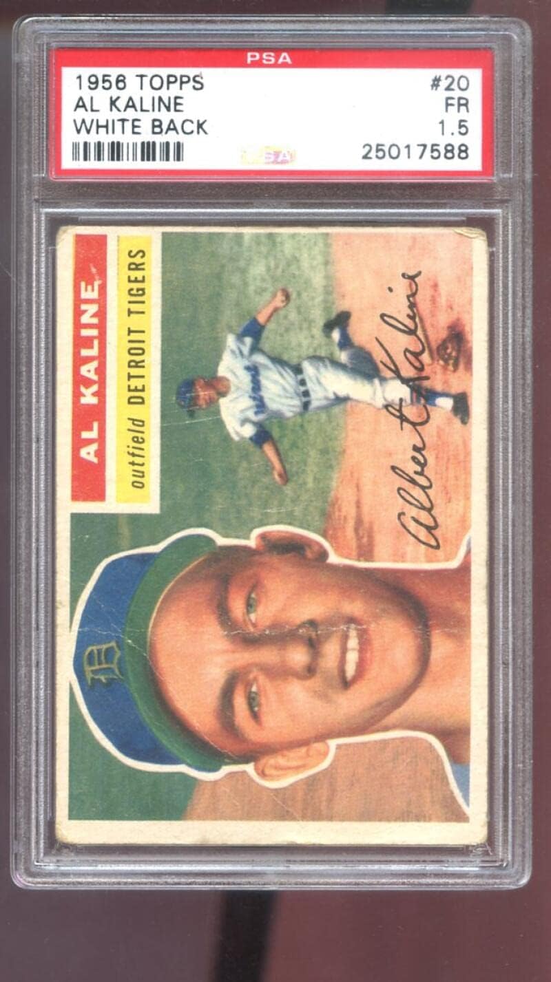1956 Topps #20 Al Kaline PSA 1.5 Graded Baseball Card White Back Detroit Tigers