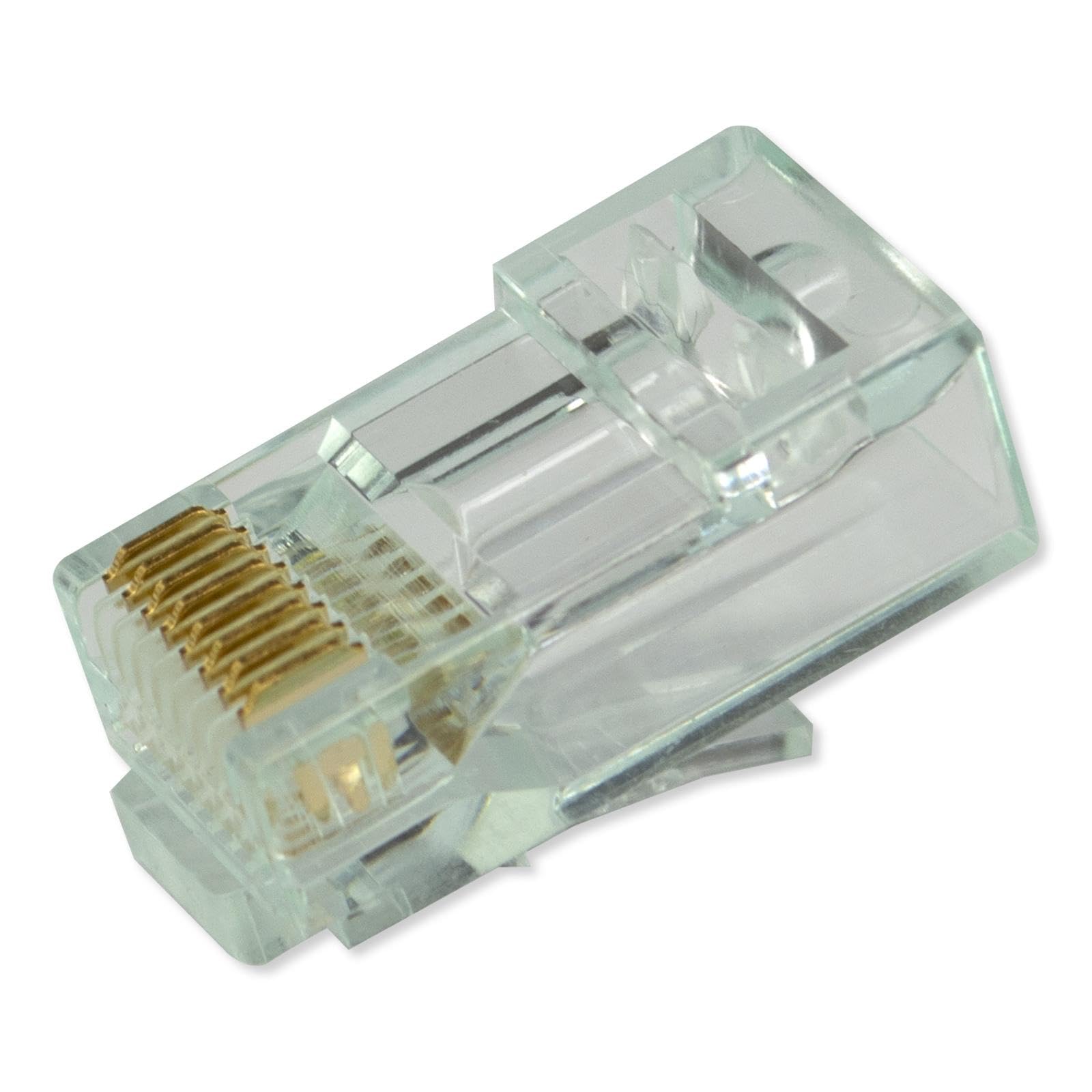 Simply45 Ungeschirmte RJ45-Modularstecker für 23 AWG Solid (Cat6 UTP), 26–24 AWG verseilt (Cat5e/6 UTP Litze), grüne Tönung, 100 Stück Glas – S45-1600