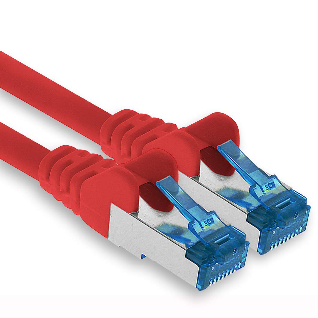 1aTTack.de Patchkabel – 3 Meter Ethernet, Netzwerk, Lan Kabel CAT6a (für Gigabit Netzwerke, Router, Switch, Modems mit RJ45 Eingang – rot)