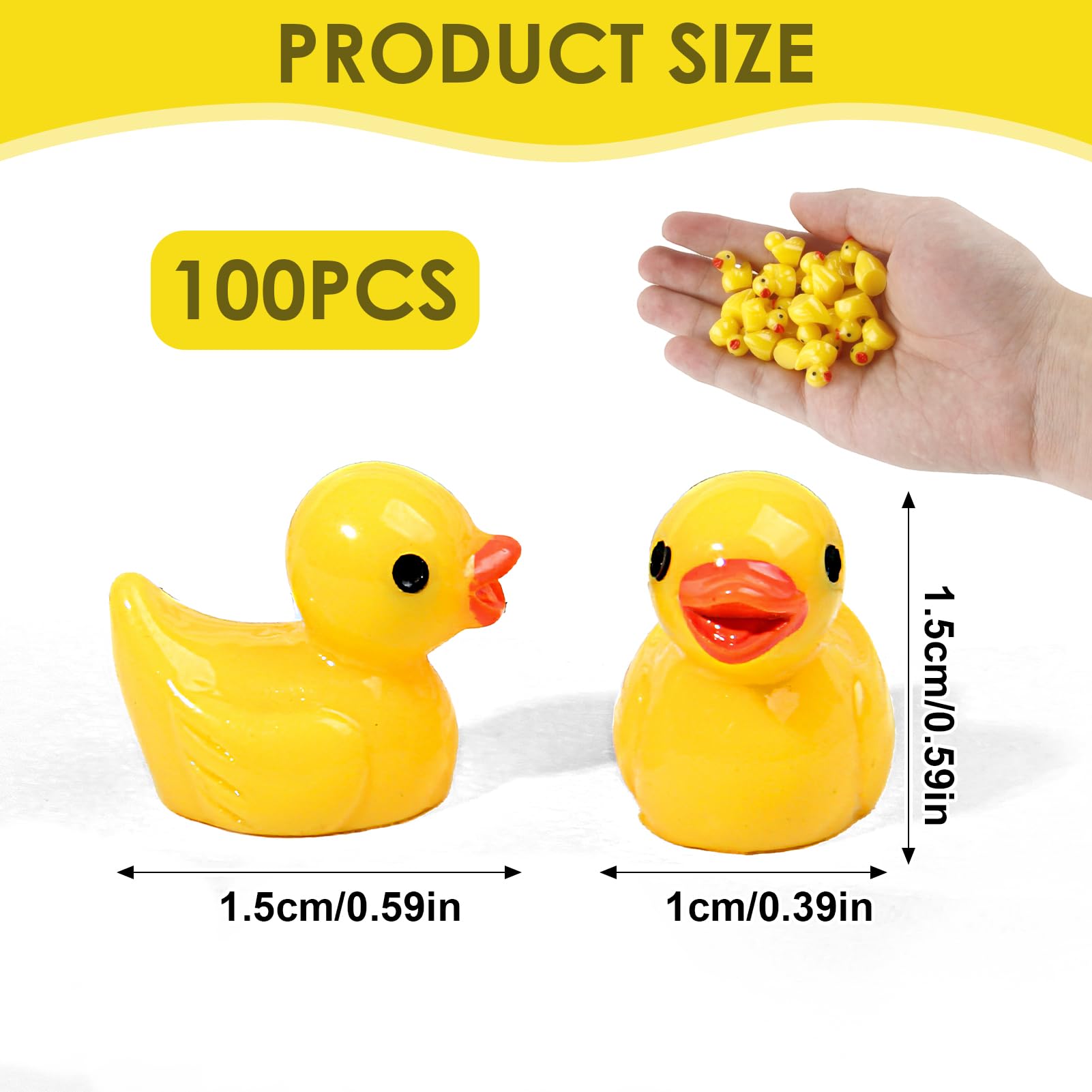 100 Pcs Mini Canards en Résine, Petits Canard Miniature Résine, Miniatures Figurines de Canard Mini Canard en Plastique Petit pour Le Bricolage pour Aquarium Jardin Bricolage Potting Paysage