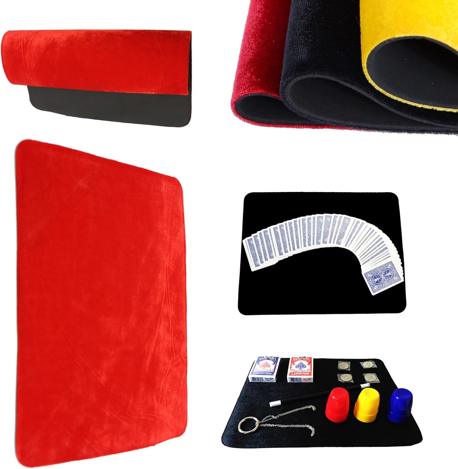 sumrica Professional Magic Card Mat Poker Pad Close-up Pad with Thicked Exquisite Velvet Surface (Red, 16.5 * 12.5 inch)