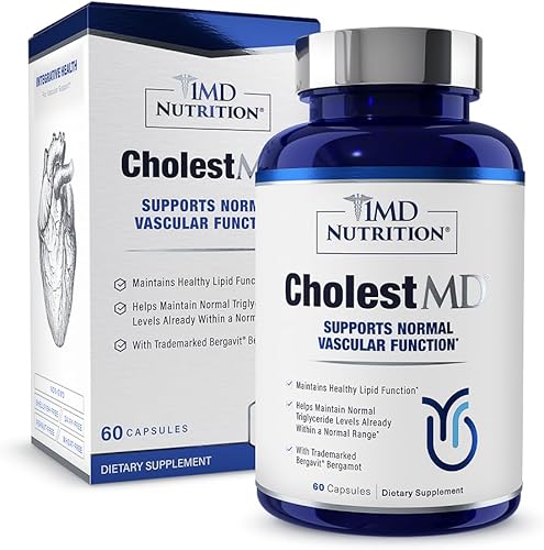 1MD Nutrition CholestMD con extracto de hoja de olivo, Bergavit, niacina, ajo  60 cápsulas