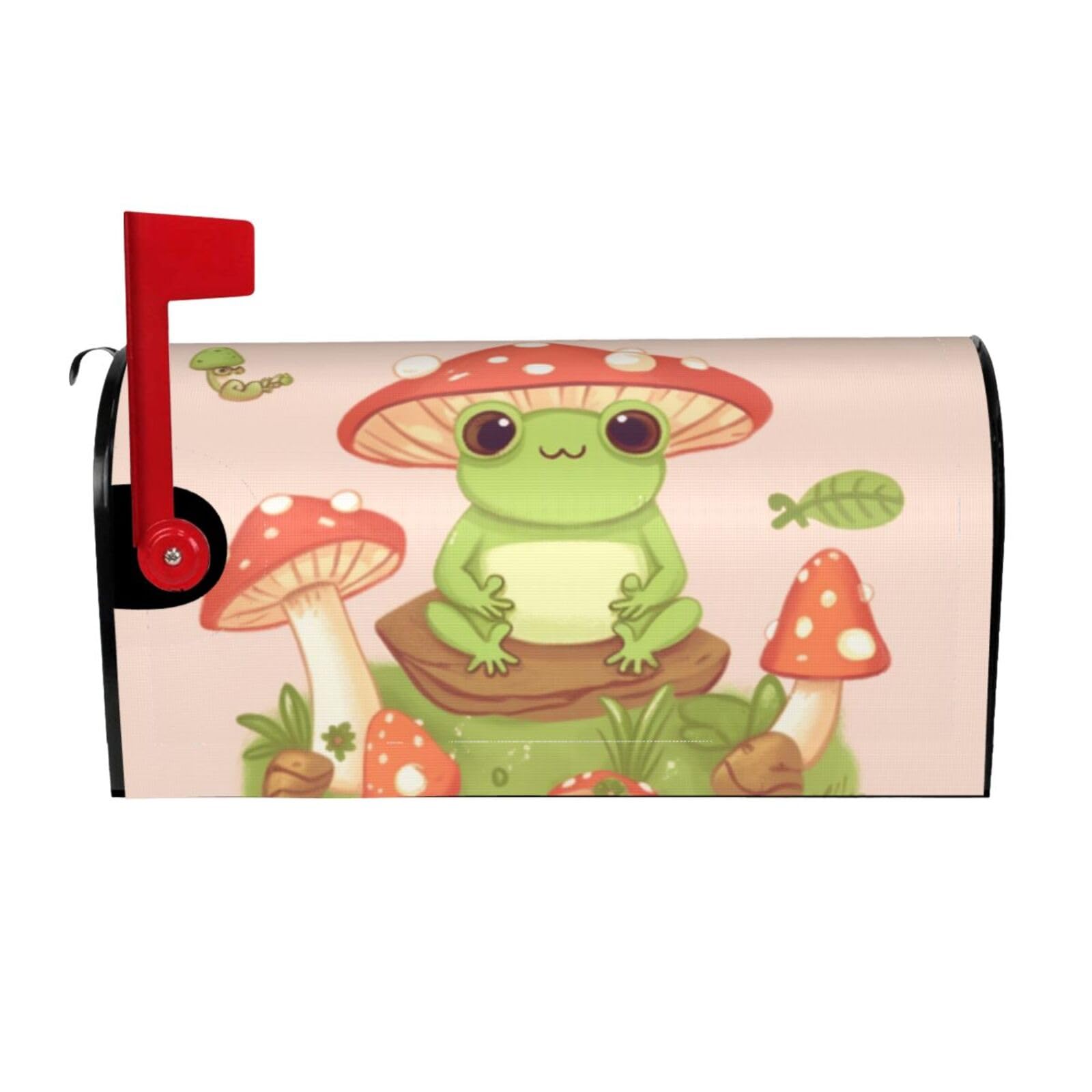 Cute Frogs and Mushrooms Mailbox Covers Magnetic Wraps Post Letter Box Cover Garden Home Decor 25.5x21 in