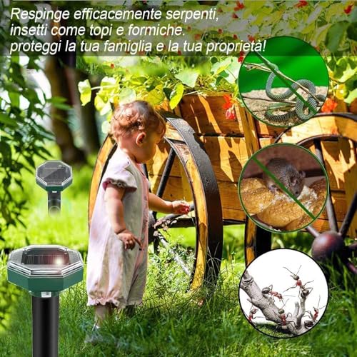 Maulwurf Vertreiber, Aufgerüsteter Solar Maulwurfschreck 8 Stück, Maulwurfsvertreiber Solar-Ultraschall Wasserdicht für Vertreiben Wühlmäuse, Gopher, Serpent