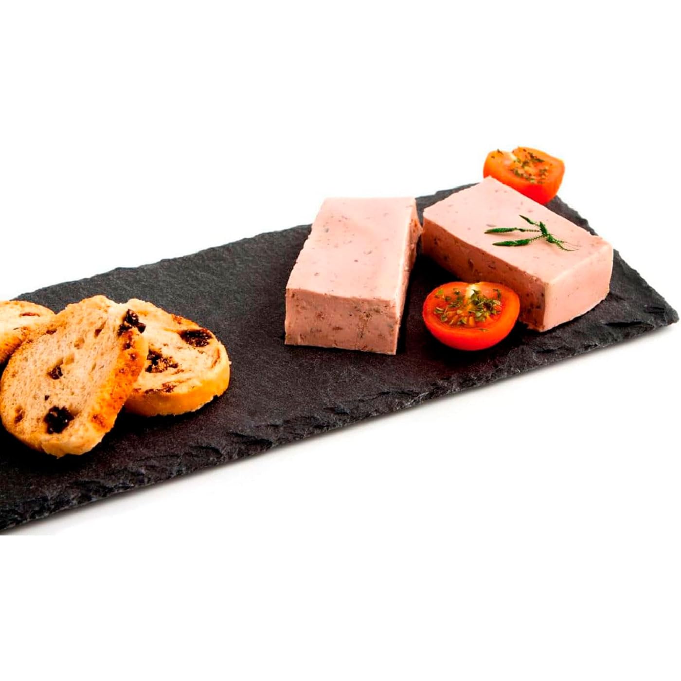 Tradineur - Confezione da 6 piatti in ardesia rettangolare, vassoio per ospitalità, servizio e degustazione, canto rustico, tavola in pietra naturale per servire snack - 30 x 10 cm