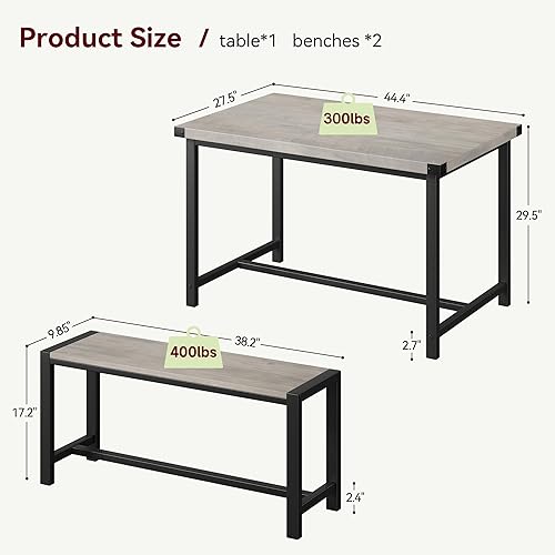 Miniatura 6 de Juego de mesa de comedor para 4 personas con 2 bancos, juego de mesa de cocina de 3 piezas, juego de comedor que ahorra espacio para cocina,