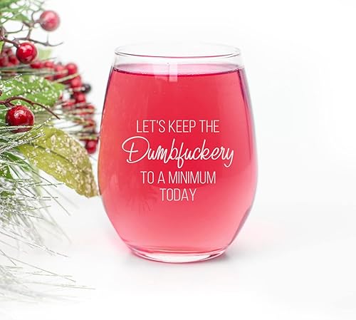 Miniatura 2 de Let's Keep to a Minimum Today Copa de vino – Divertida copa de vino para amigos, compañeros de trabajo, colegas, mujeres y hombres, ideas únicas de