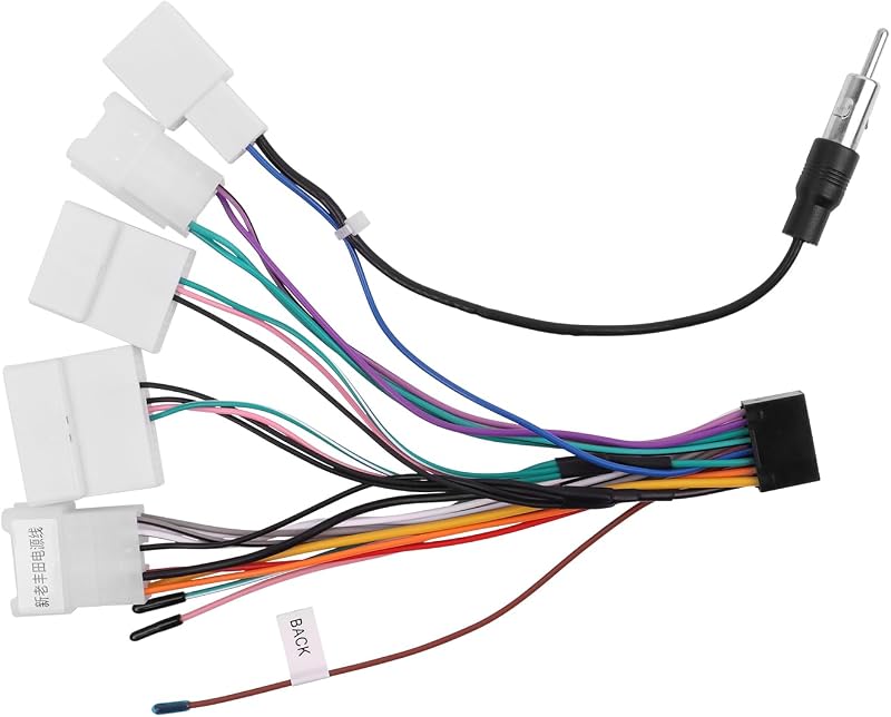 Arnés de radio de auto de 16 pines para Toyota Camry Tundra sin JBL Plug & Play | Arnés de cableado estéreo XC004 compatible con Sequoia, RAV4, Highlander, 4Runner, Sienna, Yaris, Prius Low Trims, retiene la antena SWC FM/AM