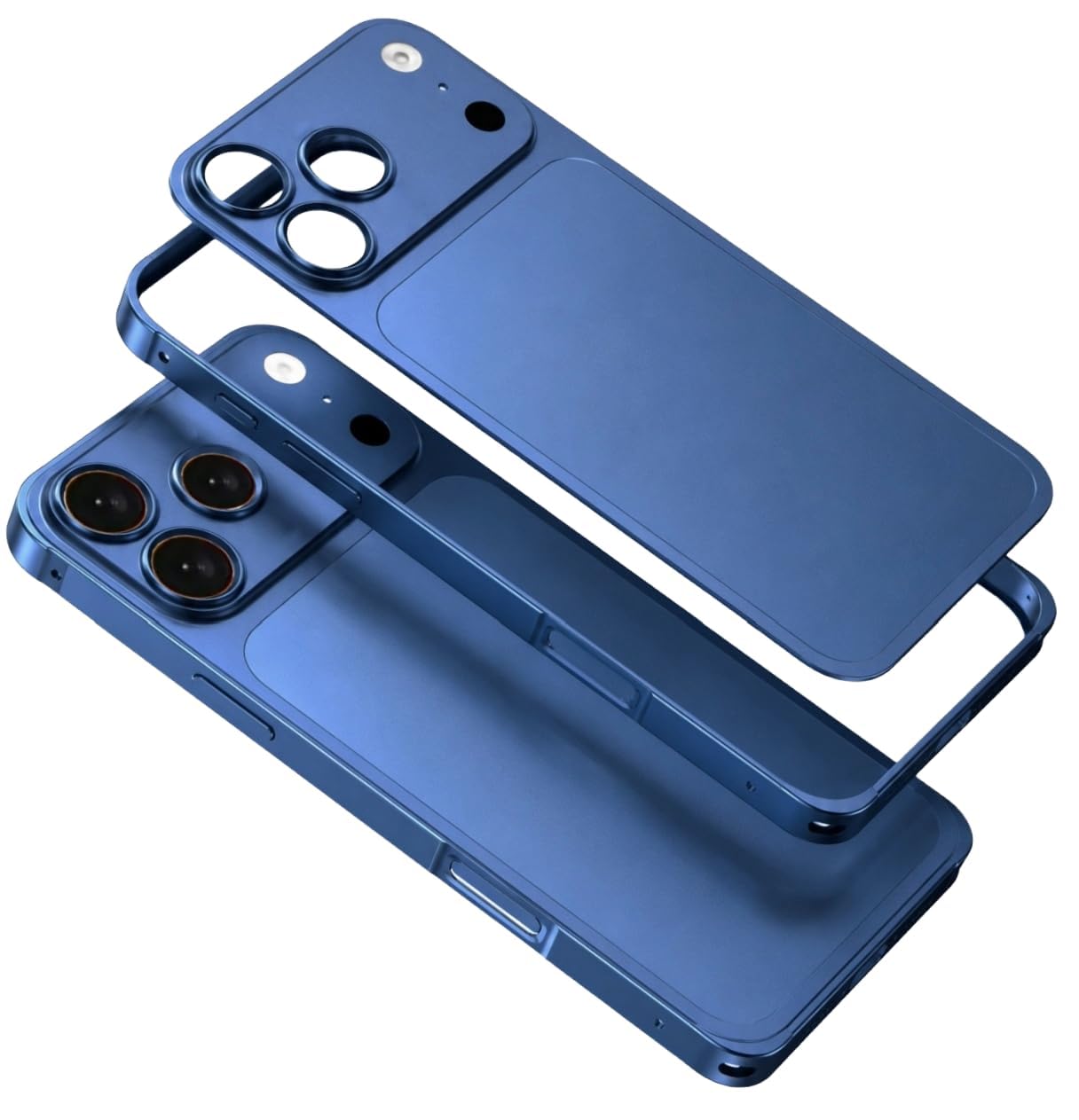 Metal Conversion Kit for i Phone 15 Pro to i Phone 17 Pro Look | Aluminum Back Plate with Metal Camera Frame | Shockproof Back Housing Replacement | Blue-image-15