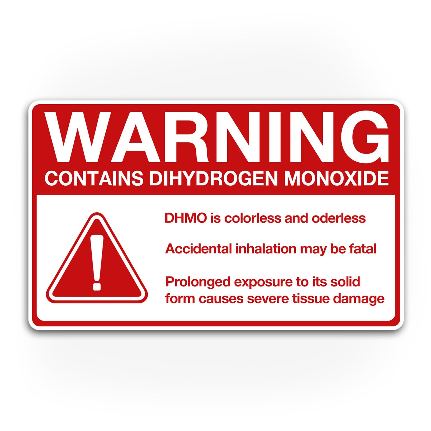 Warning Dihydrogen Monoxide Sticker Sign Water Resistant Science Humor Adhesive Die Cut Vinyl Sticker for Tumbler, Helmet, Hardhat, Laptop, Phone Case