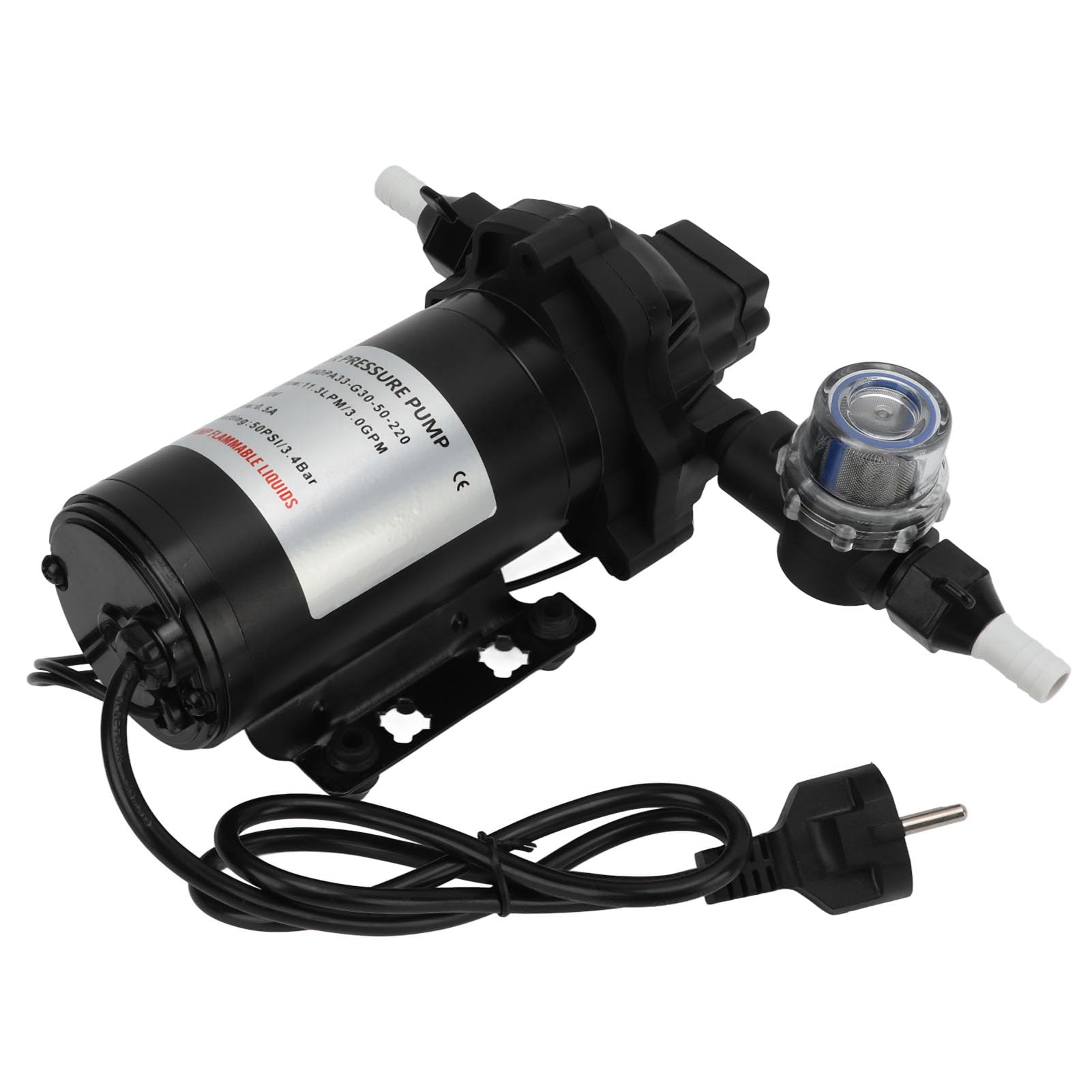 Pompe ¨¤ Membrane ¨¤ Pression D'eau 220V, 11,3 Lpm, 50psi, Auto-amor?ante, pour Voiture, Camping-car, Yacht, Caravane, Bateau Marin