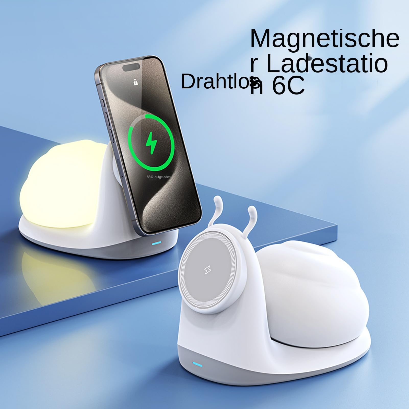 Luce notturna, simpatica piastra di ricarica wireless da 15 W, ricarica | Tappetino di ricarica, per ufficio, casa, camera da letto, cameretta dei bambini, comodino, dormitorio, auto, allattamento