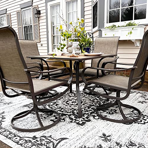Sophia & William Patio Dining Set 5 Pieces Outdoor Furniture Set For 4 Patio Swivel Chairs Textilene With 1 Metal Umbrella Table 6 Person For Lawn Garden #TOP2
