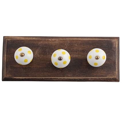 Indian-Shelf Wood Wall Hangings- White Wall Hangers- Dot Wall Hooks- Multiple Hangers- Wall Hooks for Hanging Clothes- Self Adhesive Key Holder for Wall- Cloth Hanger- Door Hanger - 4 Pack[4