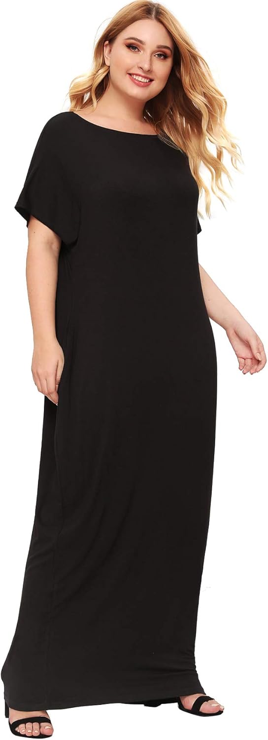 Verdusa Women's Short Sleeve Loose Long Maxi Lounge Dress with Pockets - Image 6
