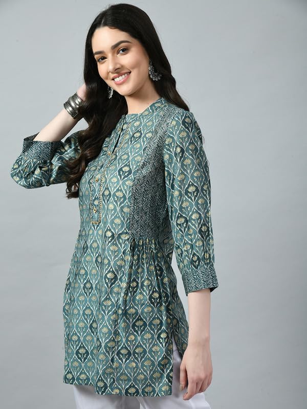 Image of Meesan Women's Casual Ethnic 3 /4 Sleeve Printed Tunic