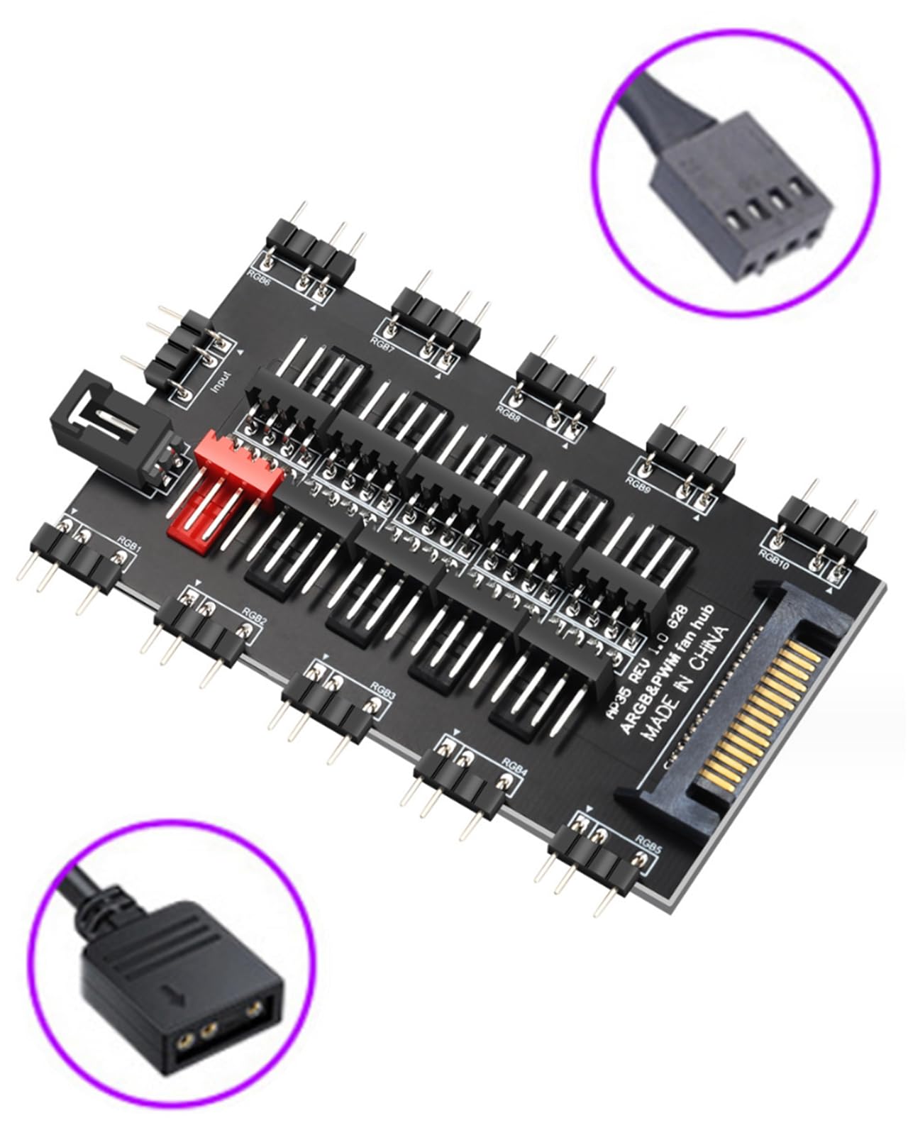 JZK Hub ARGB da 5 V a 3 pin con alloggiamento, incluso cavo di prolunga, 5 V 3 p