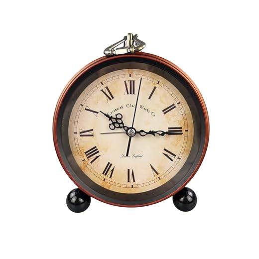 GMMH Table Clock Nostalgia Antique Vintage Retro Metal Longcase Clock DecoAlarm Clock Clock Alarm Clock Design (Antique Brown 27-1)