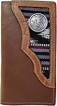 R.G. BULLCO - USA Made - 3.5" by 7" Long Leather Wallet with Dark Indian Blanket and Concho - Brown - 5006-20