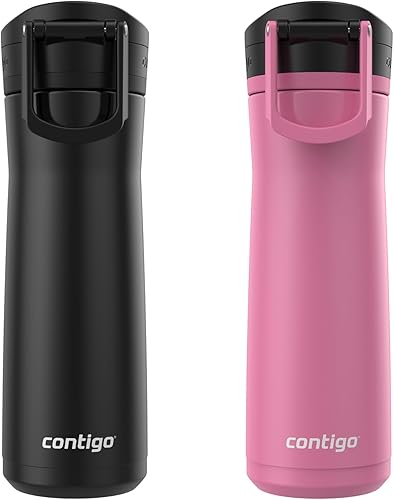 Miniatura 2 de Contigo Jackson Chill 2.0 Botella de agua con tapa Autopop, 20 onzas, paquete de 2, rosa y negro
