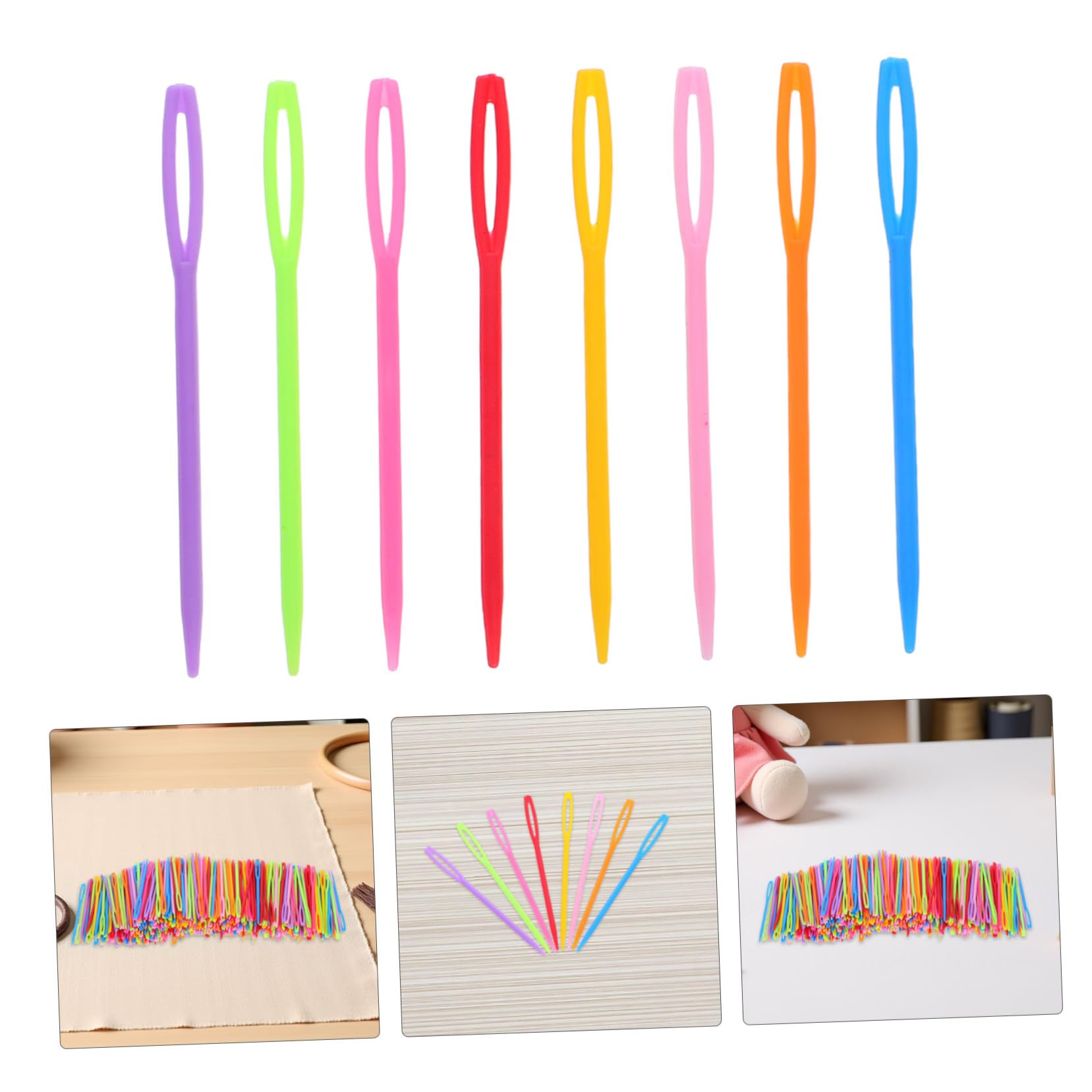 OSALADI 2000 Piezas Agujas de Tejer de Plástico Grandes Ojo Amplio Agujas de Coser Mano Resistentes para Manualidades y Costura de Plástico de Colores para Hilos Gruesos