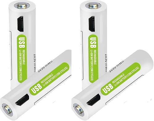 Miniatura 3 de AAA Baterías recargables 4 paquetes+cable, iones de litio 1050 mWh 1.5V batería AAA, 1200 ciclos para cepillo de dientes control remoto juguetes