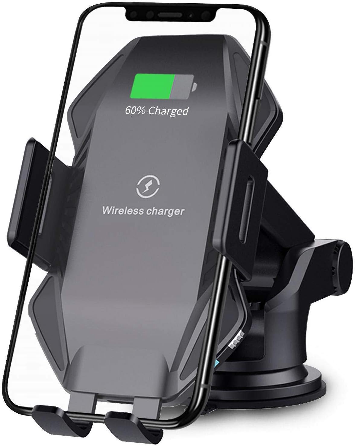 Wireless Car Charger Mount Sensor Auto Clamping 10W Fast Charge Air Vent Phone Holder Compatible with iPhone 11 Pro Max/Xs/Max/XR/X/8/Plus, Samsung S10/S9/S8 & All Qi Deviceby KALULI (Black)