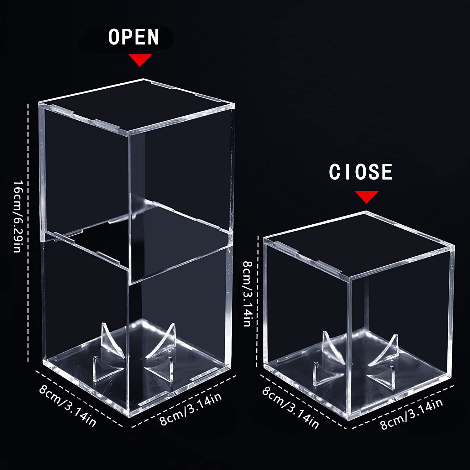 2PCS Baseball Display Case, UV Protected Acrylic Cube Baseball Holder Clear and Square, Sport Collectibles Memorabilia Collectors Display Box for Official Size Baseball