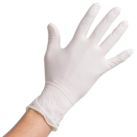 Noble Large Powdered Disposable Latex Gloves for Foodservice Large Size Pack of 100