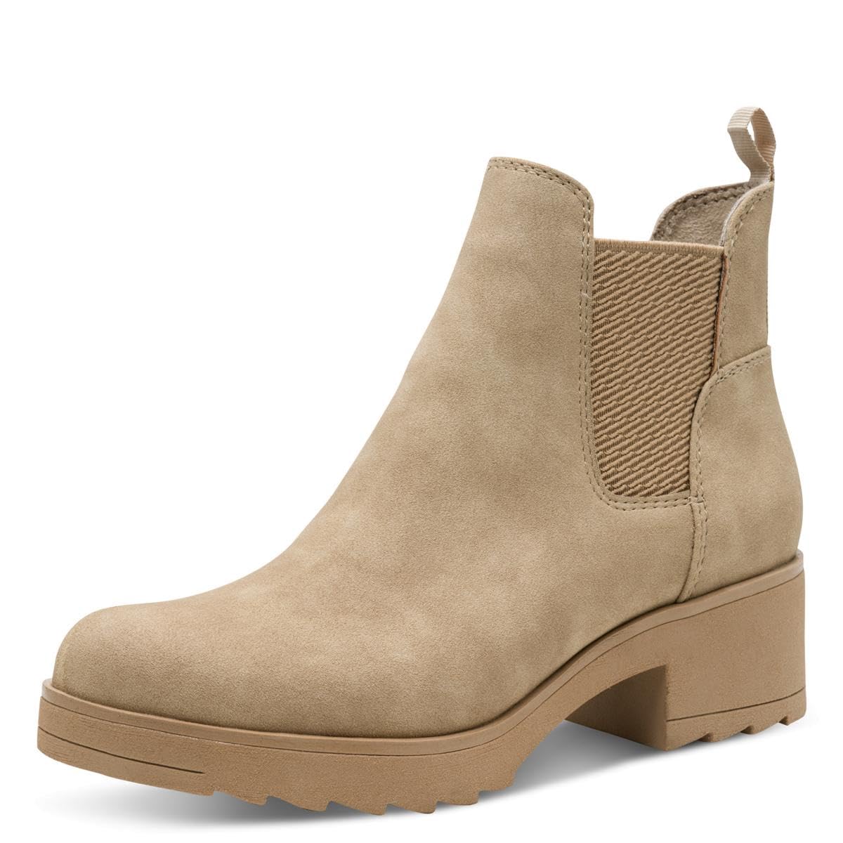 MARCO TOZZI Women's Chelsea Boots Vegan with Block Heel, Dune, 8.5 UK