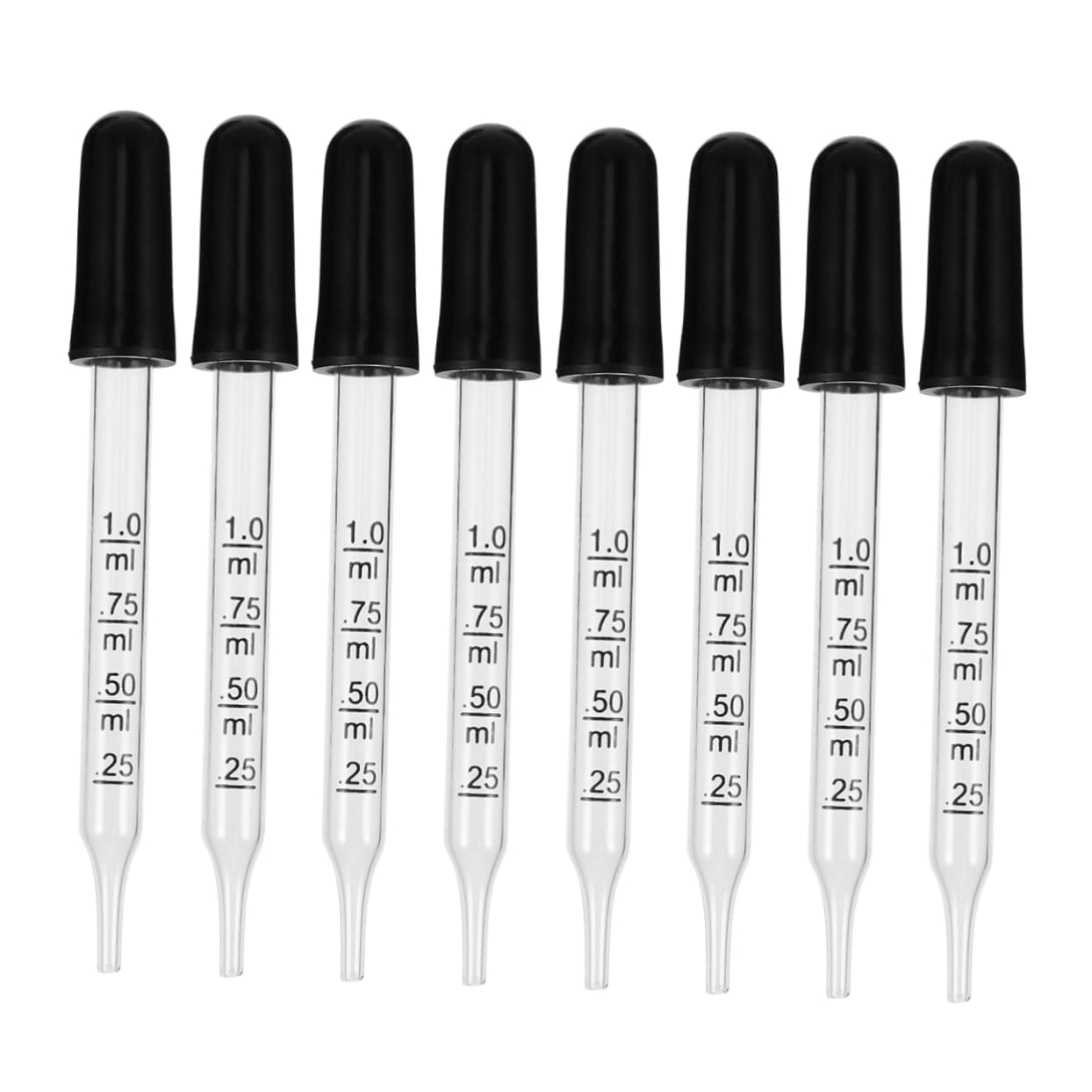 PRETYZOOM 20pcs 1ml Straight Head Glass Dropper Scale Pipette for Lab Use Disassembled for Easy Cleaning