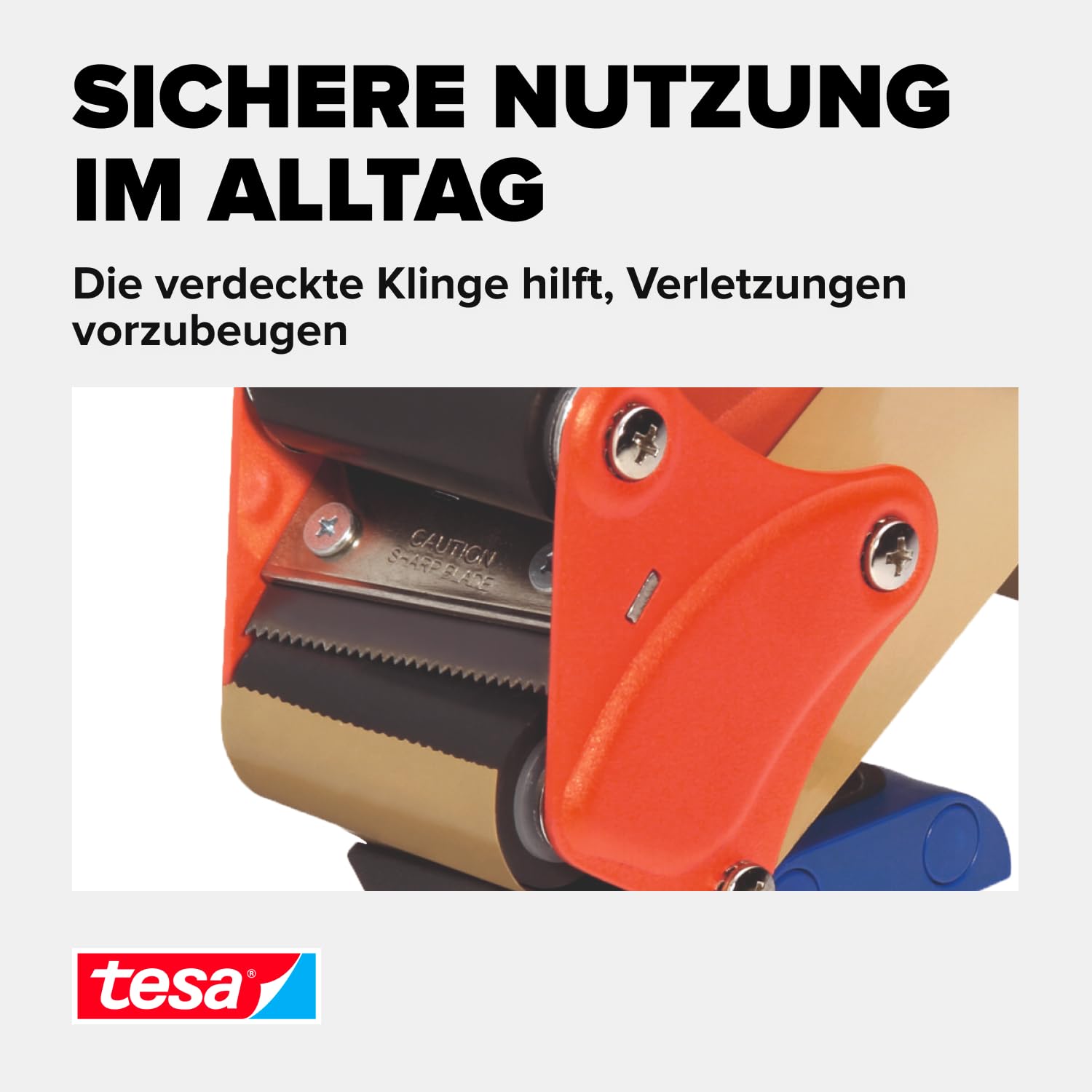 tesa Handabroller PREMIUM - professioneller, robuster Abroller für Klebebänder - für Paketbänder mit bis zu 50 mm Breite - für den industriellen Gebrauch geeignet