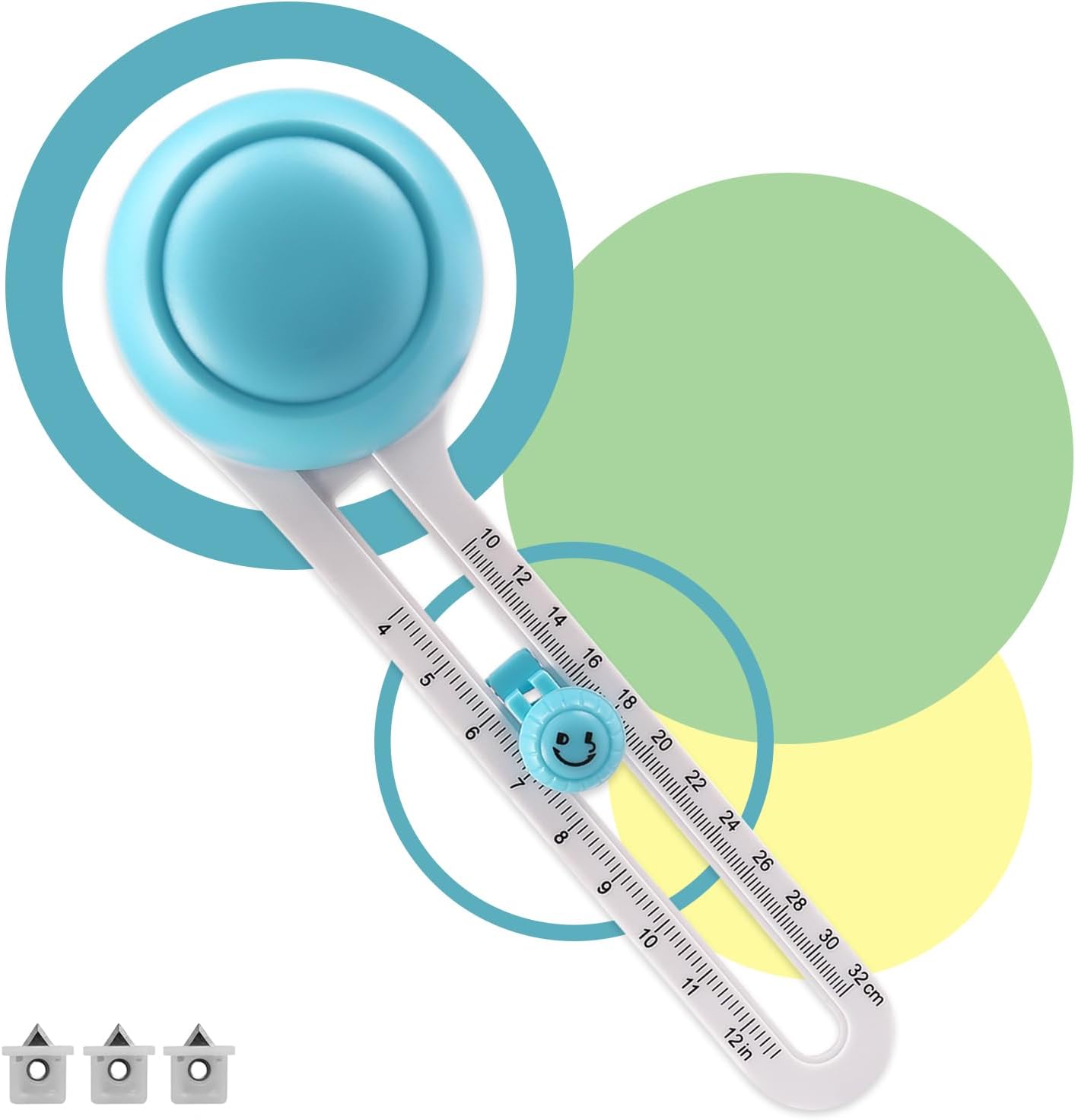 Circle Cutter for Crafts, Cuts 4” - 12.5” (4-32cm) Perfect Circles for Scrapbooking, DIY Cards & Home Decor, Fits Paper, Cardstock & Foam, Comes with 3 Replacement Blades