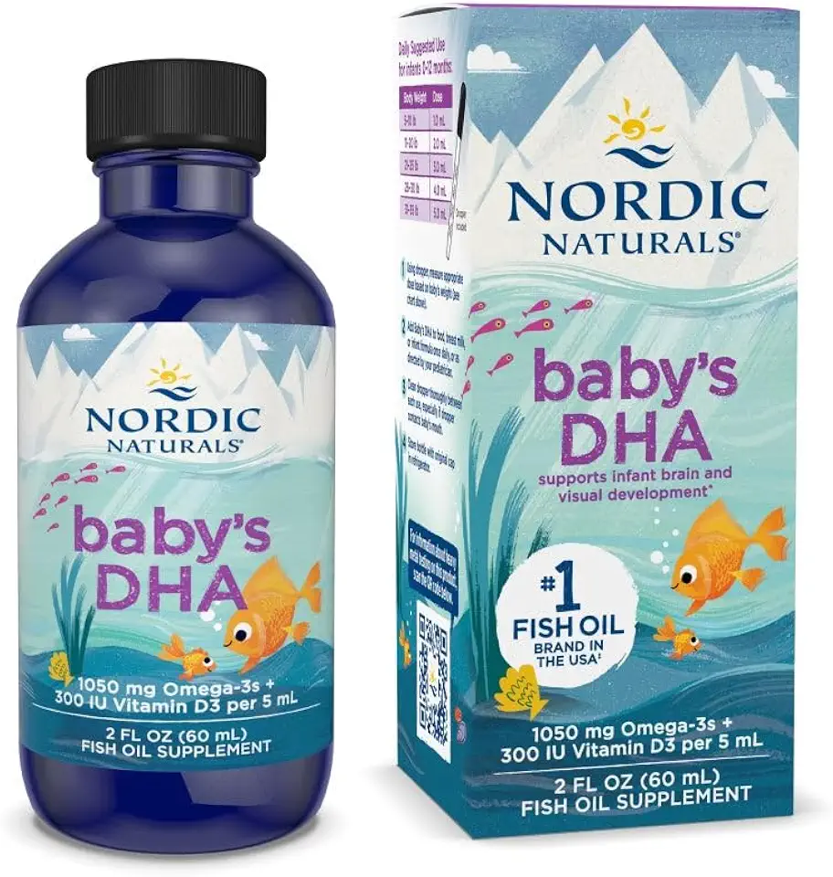 Nordic Naturals DHA infantil, Sem sabor - 1050 mg Omega-3 + 300 IU Vitamina D3- 60ml - Não -GMO - 12 porções
