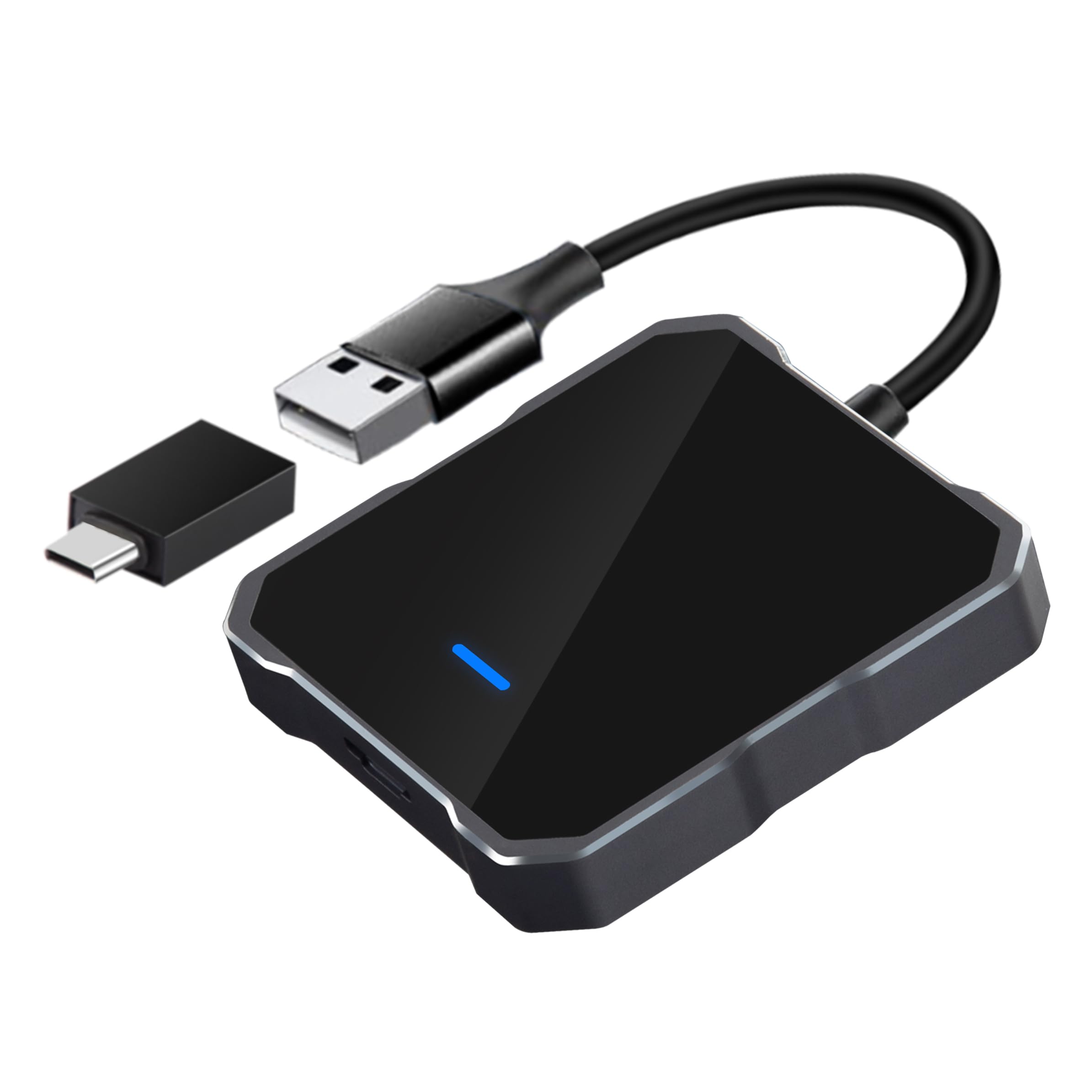 2 In 1 Wireless CarPlay and Android Auto Adapter,2024 Upgrade CarPlay Wireless Stick, New Aluminum Alloy and Tempered Glass Design,Easy Plug & Play,Compatible with Cars from 2016 & iPhone iOS 10+