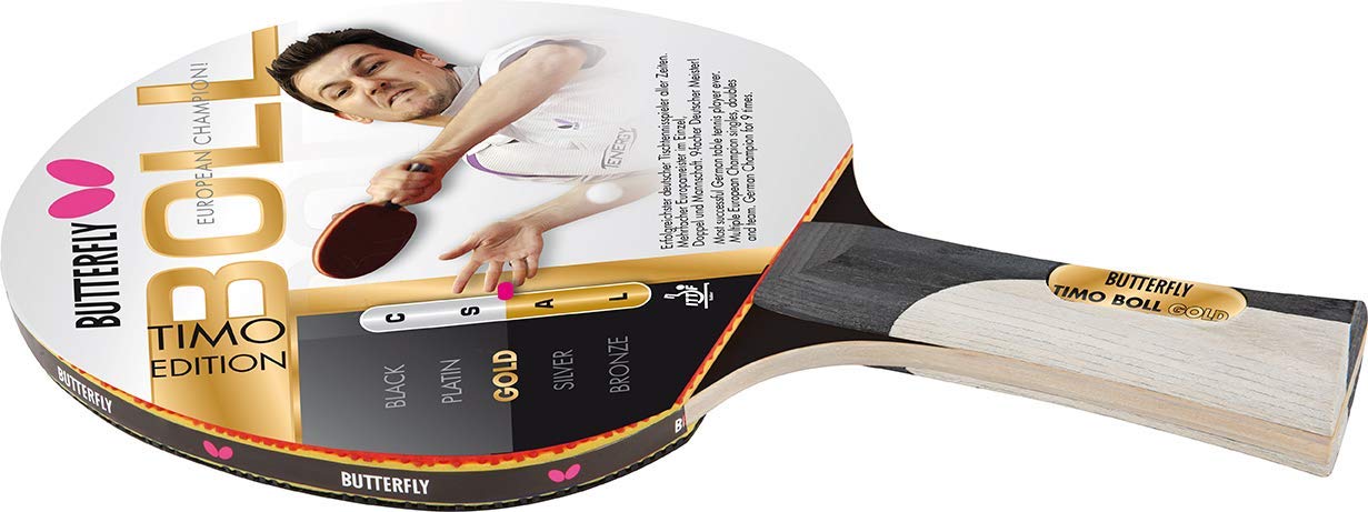 Butterfly® Timo Boll Gold 85020 Tischtennisschläger | Tischtennis Racket Bat TT Hobby & Freizeit | Trainingsschläger für geüpte Spieler | ITTF zertifizierter Pan Asia Belag | konkave Griffform